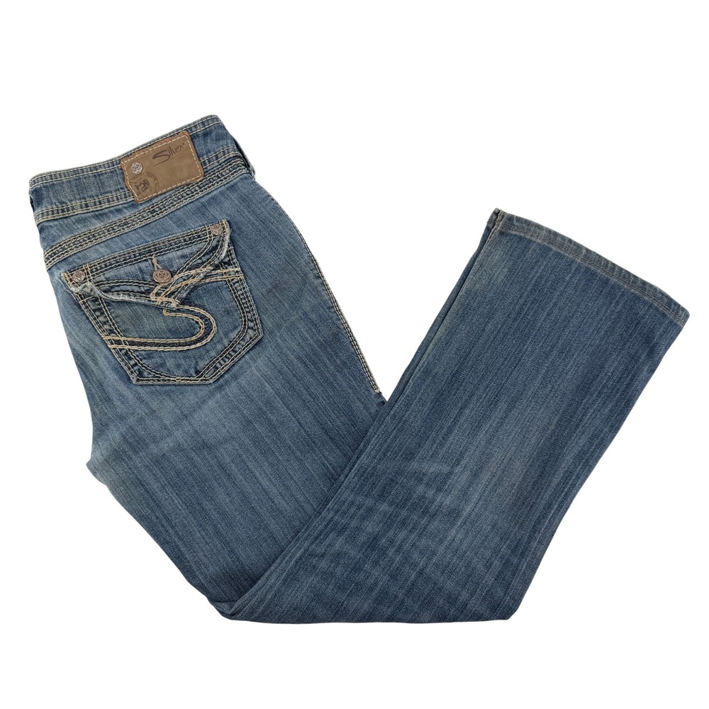 Silver Jeans Bootcut Jeans Women 28 Blue Medium Wash Contrast Stitch Flap Pocket